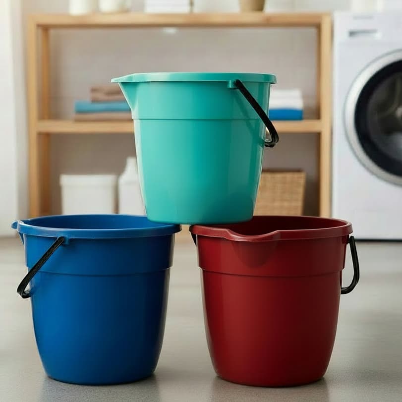 Kit 3 Baldes Plástico Reforçado 7 Litros com Alça – Cores Sortidas
