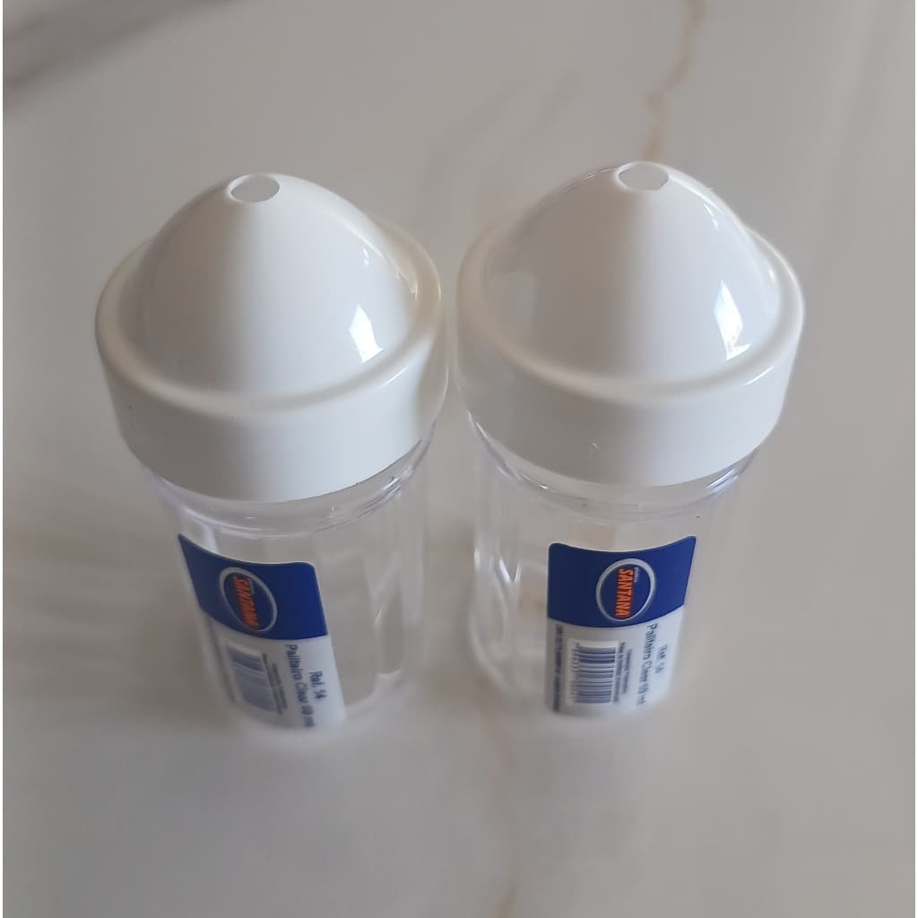 Kit 2 Paliteiros Porta Palitos Clear 60ml Santana Transparente com Tampa Dosadora para Mesa e Cozinha