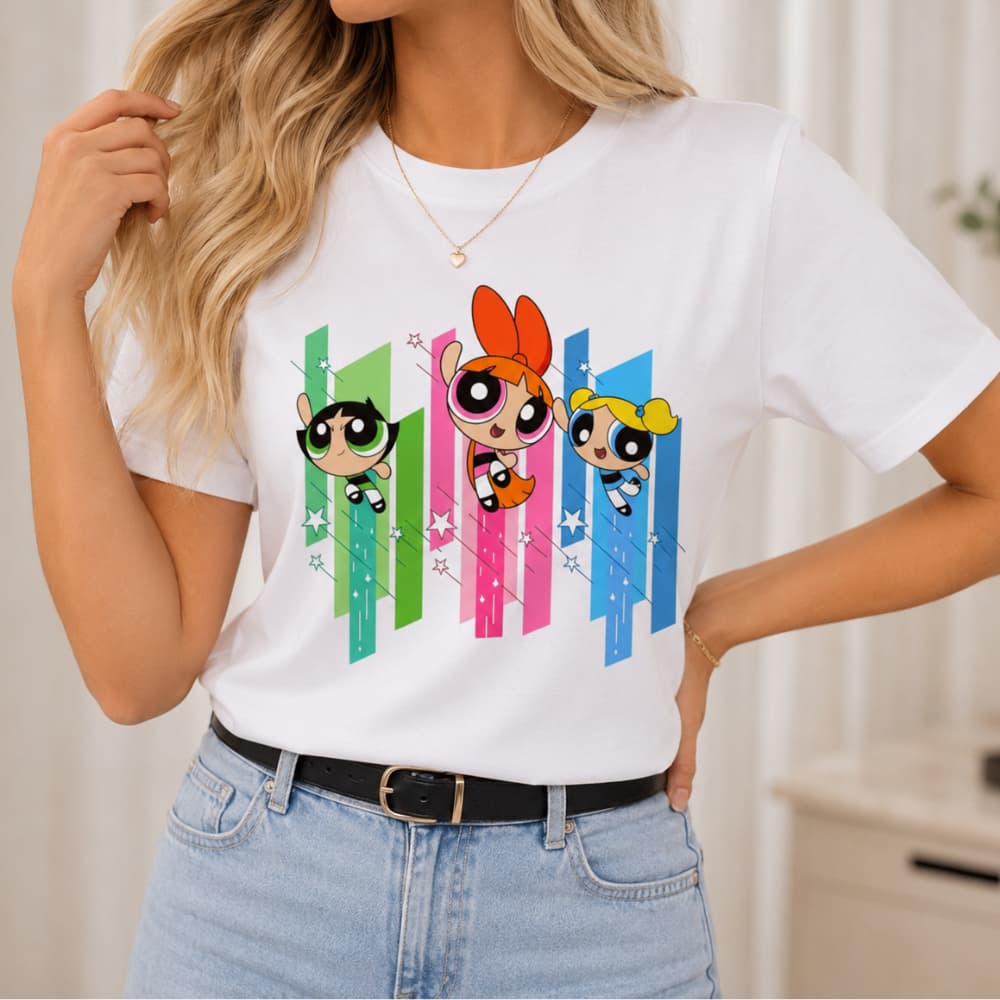 Camiseta Feminina Meninas Super Poderosas Blusa para Treino 100% Algodão Confortável Casual