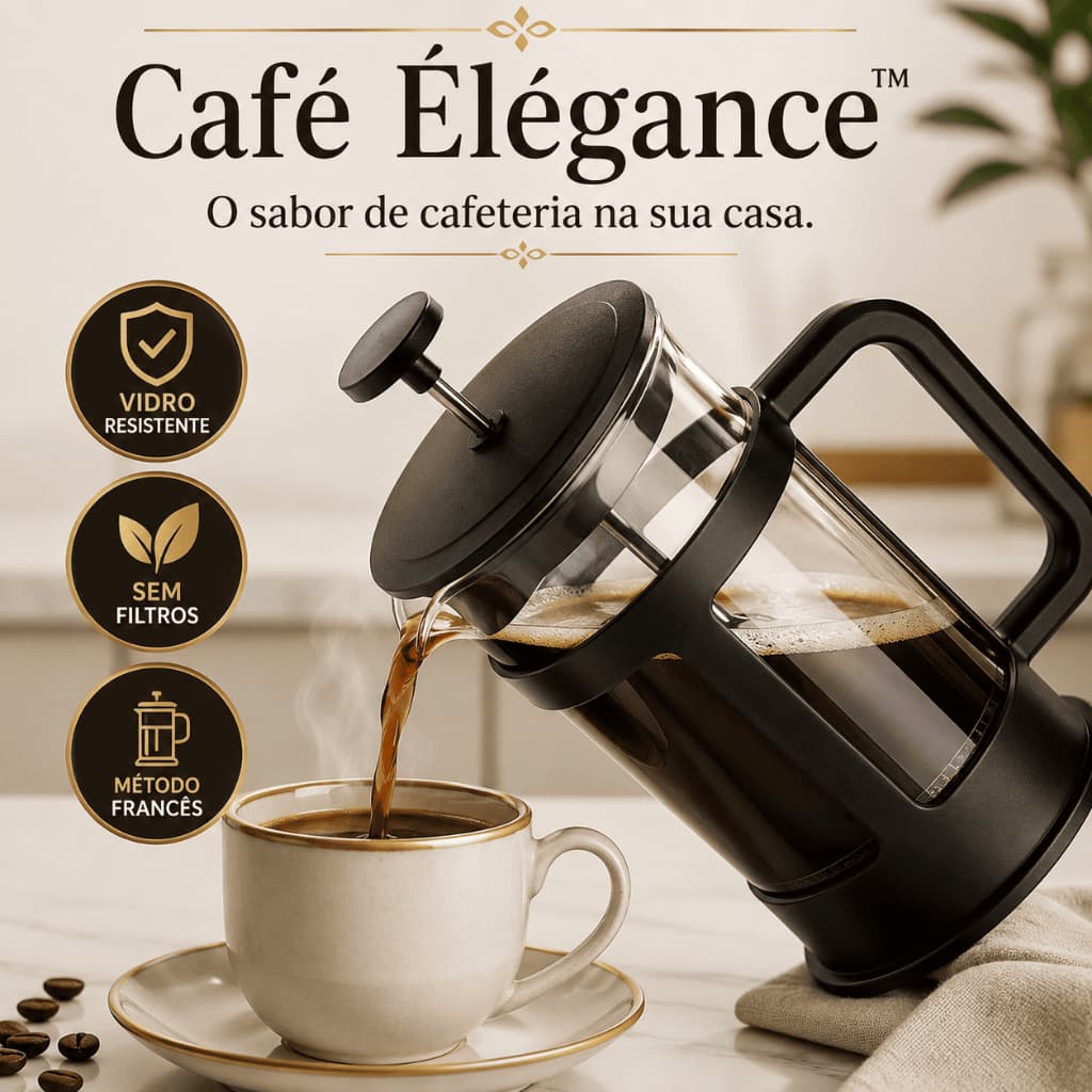 Cafeteira Francesa 300ml Prensa Francesa Café Artesanal Vidro Resistente Aço Inox Café Élégance™