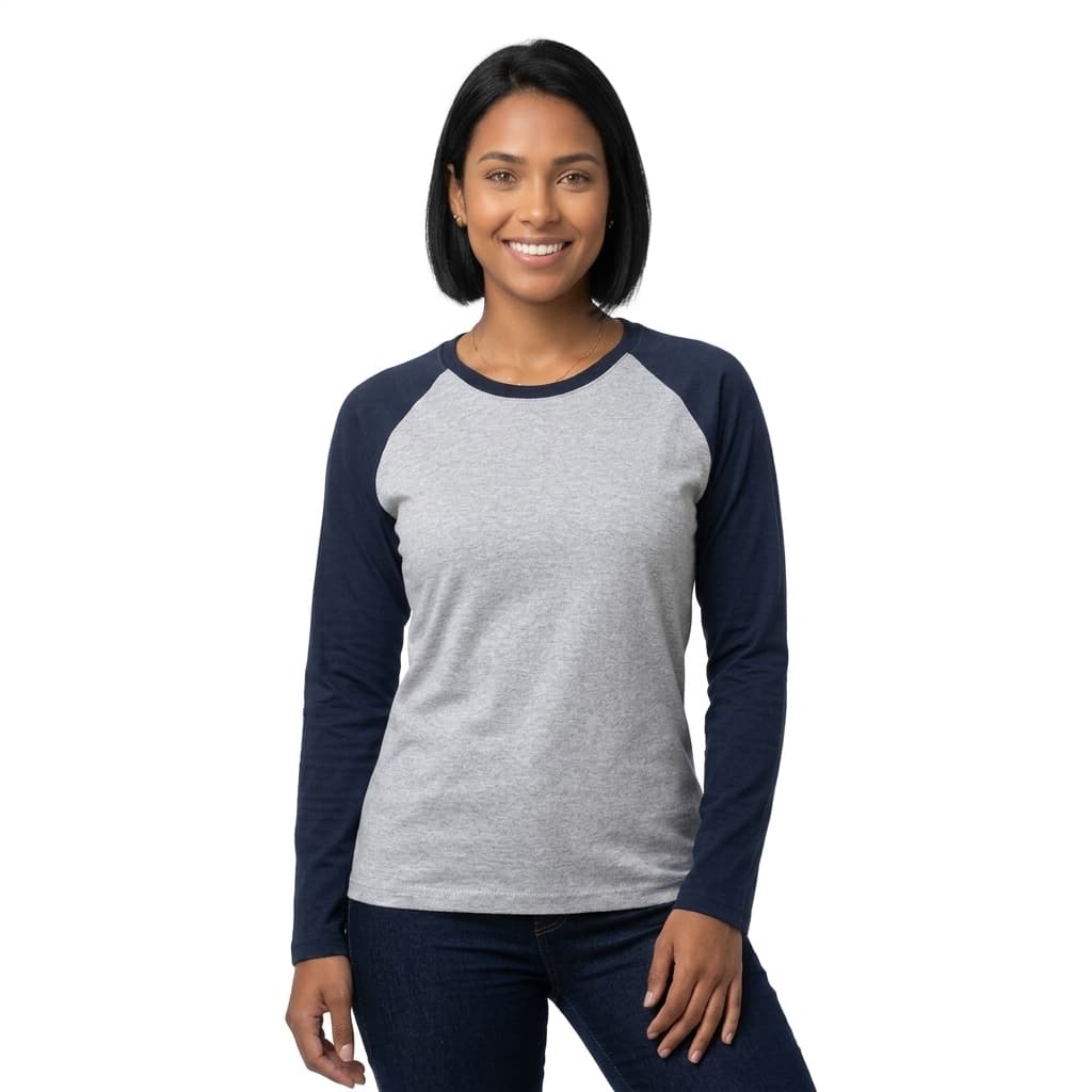 Blusa Básica Manga Longa Feminina Camiseta Raglan Manga Longa Malha Tecido Macio