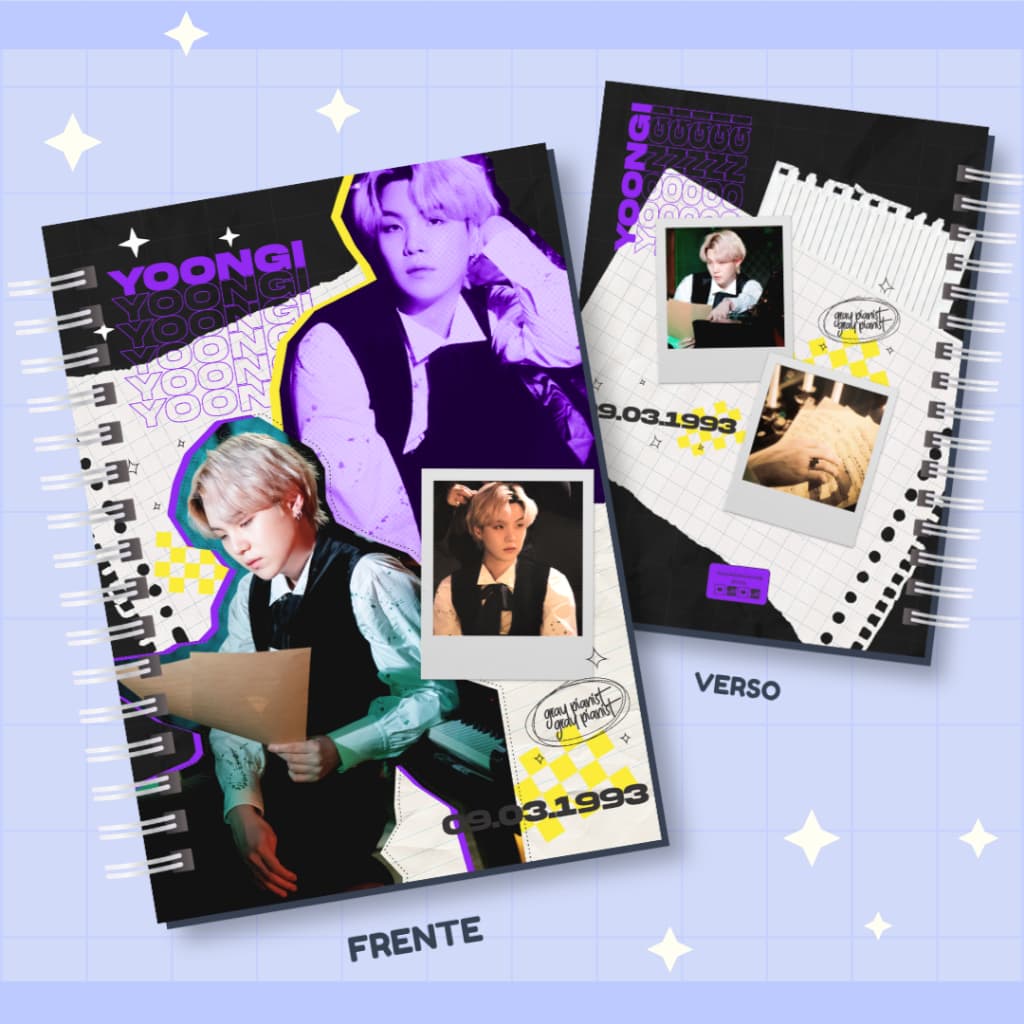 Caderno Suga BTS Kpop | Caderno A5 ou Universitário | Min Yoongi