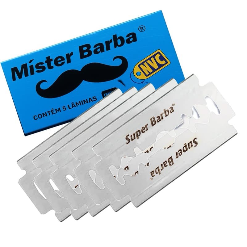 Lâmina em aço inoxidável para um barbear preciso (cartela com 10 caixas, contendo 5 lâminas cada).
