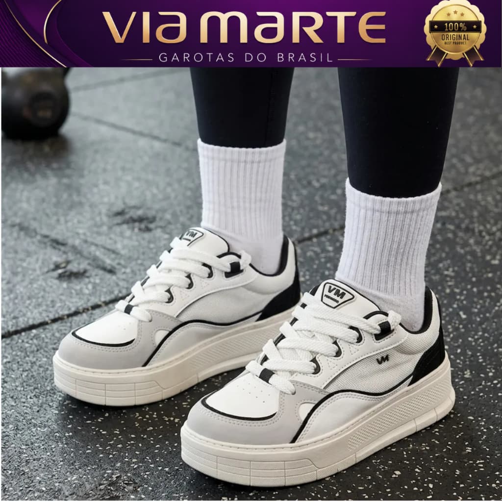 Tênis Feminino Via Marte Casual Urbano Moderno Sneekers Cadarço Antiderrapante  Original