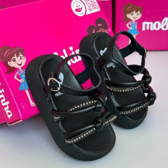 Sandália Papete Infantil Molekinha 2733.103 Original Bebê Menina Confortável Calce Fácil Leve Macia Casual Fivela Ajustá