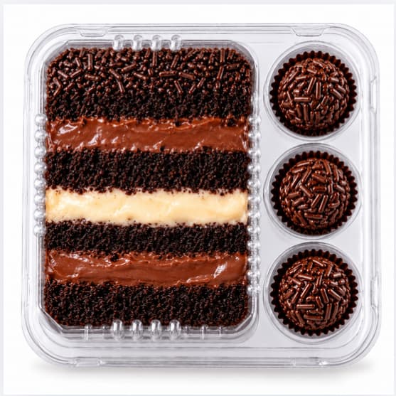 100 Embalagem Delícias de Festa para Torta/Bolo + 3 Docinhos