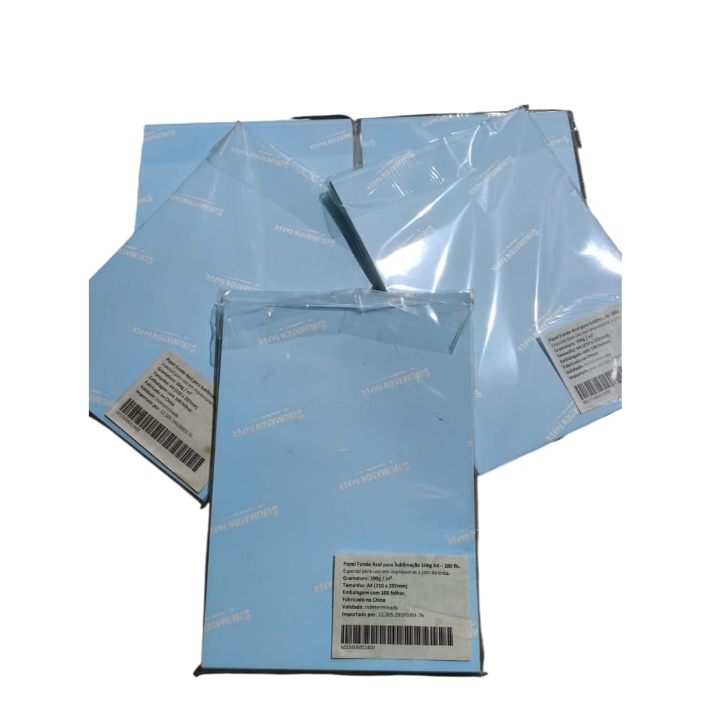 Kit 5x Papel Sublimático Azul A4 100g 100 Folhas para Sublimação