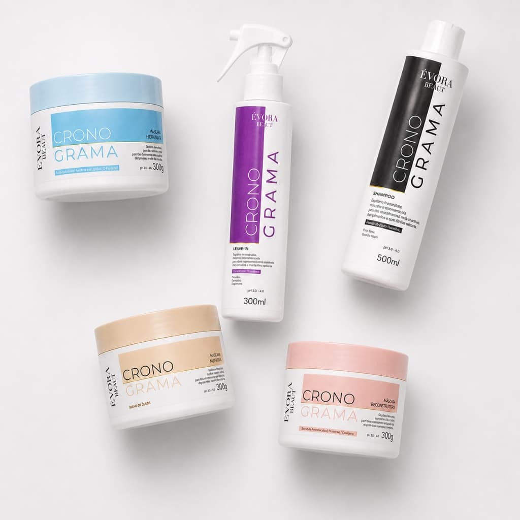 Kit Cronograma Capilar Completo Shampoo 500ml Leave-in 300ml Hidratação Nutrição Reconstrução Profissional