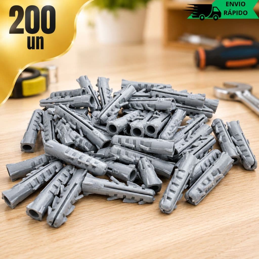 Kit 200 Buchas Com Anel 10mm Fixação Pesadas Trabalhos Profissionais Estruturas E Concreto