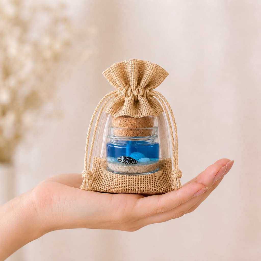 Mini Velas p/ Lembrancinhas OCEANO c/ Saquinho Exclusivo - Casamento Brindes Batizados Festas