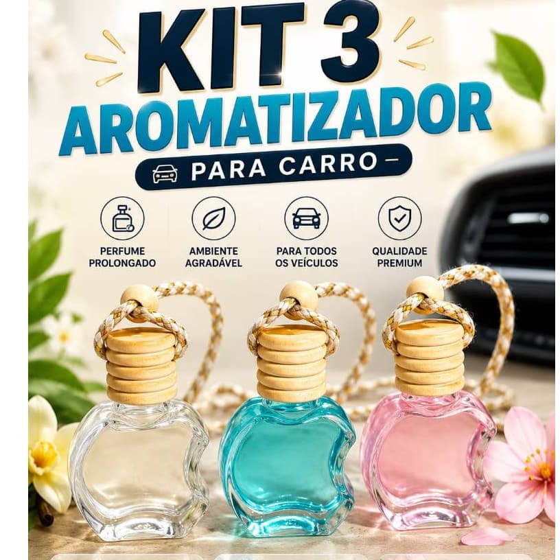 Kit 3 Cheirinhos Para Carro Perfume Automotivo Aromatizador