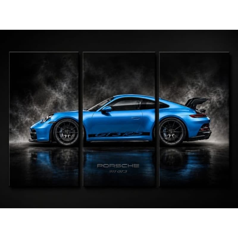 Quadros Porsche 911 GT3 RS Azul Decoração Premium para Casa e Escritório sem moldura