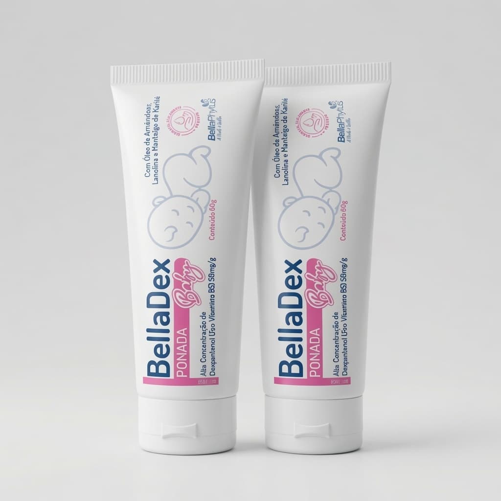 Conjunto 2 Pomadas BellaDex Baby 60g para Assaduras Dupla Barreira Protetora Com Pró-Vitamina B5 e Óleo de Amêndoas