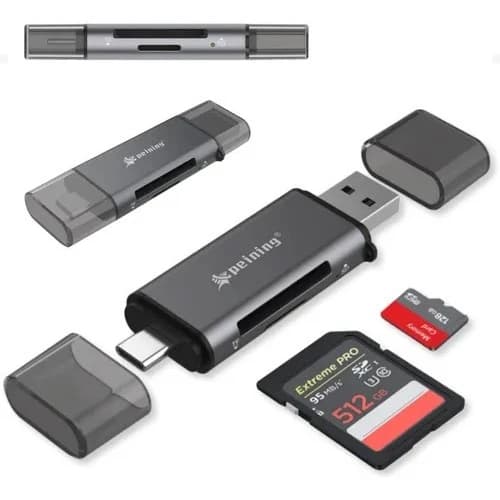 Leitor De Cartão Lexar Usb 3.2 Tipo C Para Micro SD Adaptador 2.0 Hub - 2 em 1 USB x Tipo C / USB C - Rápido