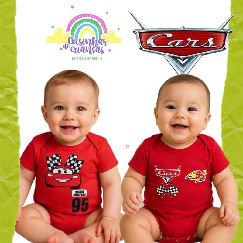 Body bebê Carros Relâmpago McQueen mesversário temático corrida