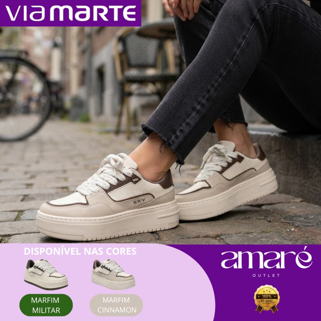 Tênis Feminino Via Marte Casual Urbano Moderno Sneekers Cadarço Antiderrapante 306005 Original