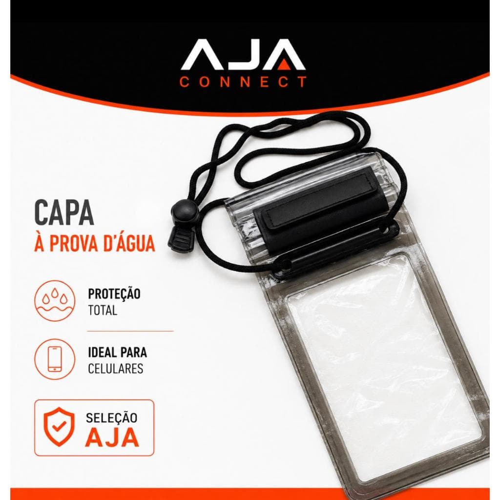 Capa Protetora Impermeável para Celular com Cordão 3 Fechamentos + Velcro