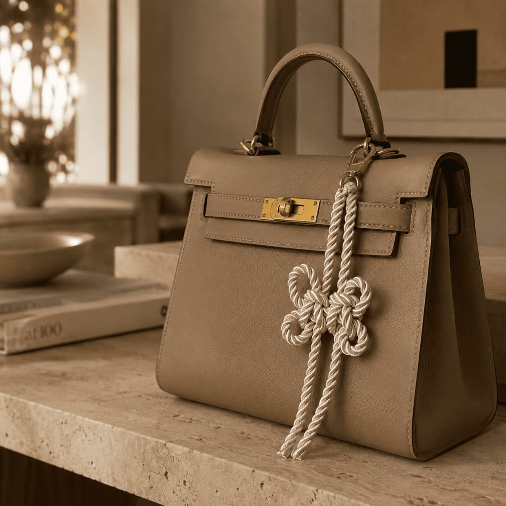 Chaveiro Boa Sorte Chinês com Nó da Fortuna e Mosquetão Dourado Amuleto para Bolsa, Mochila e Chaves