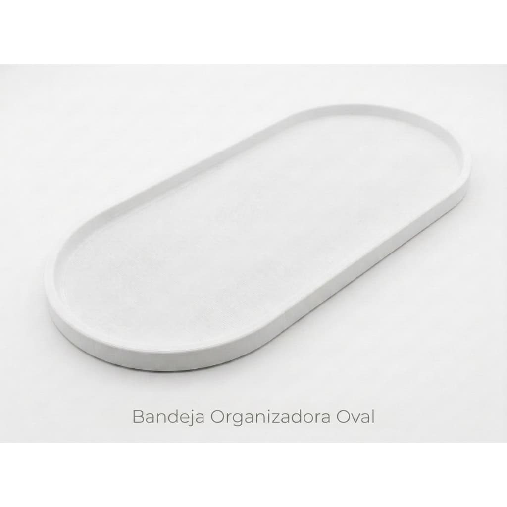 Conjunto Bandeja Organizadora Oval Para Mesa Escritório Banheiro Lavabo
