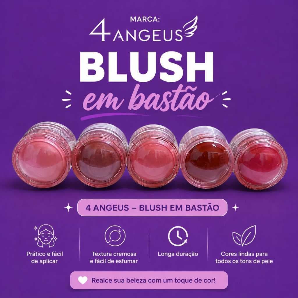Blush Cremoso Stick Vivai 10g Alta Pigmentação Efeito Natural Fácil Aplicação