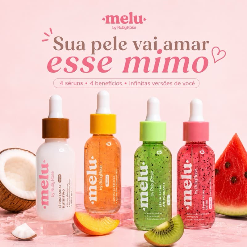 Sérum Facial Melu Ruby Rose Original Hidratante Nutritivo Detox Antioxidante