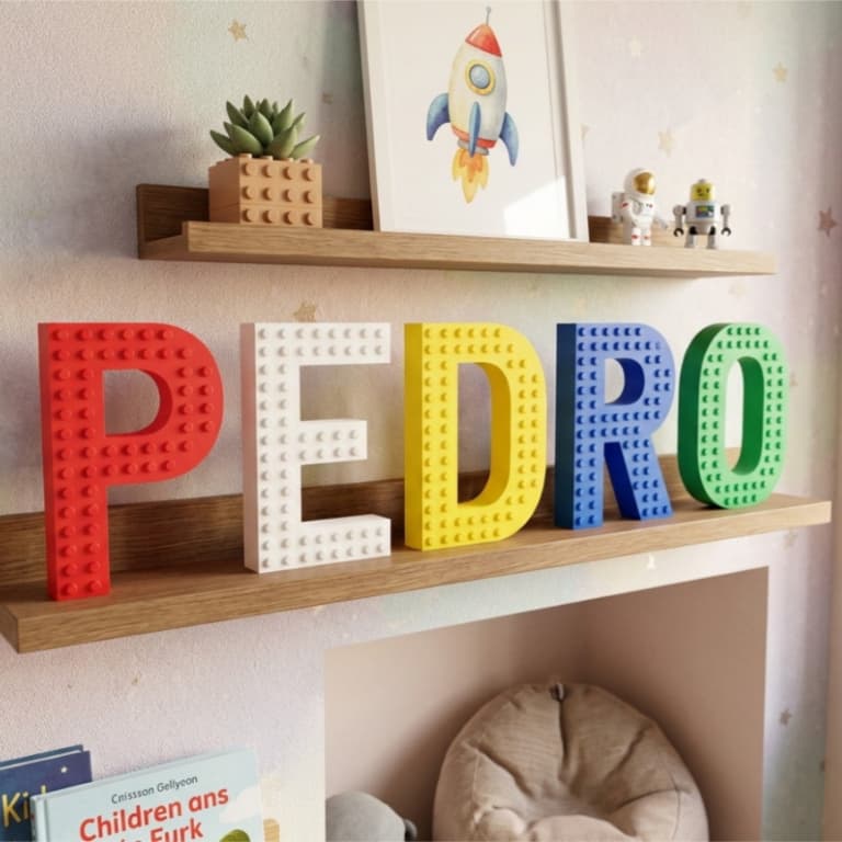 Letras Decorativas 3D Personalizadas para Parede, Mesa e Balcão | Estilo Blocos Tipo Lego | 15cm