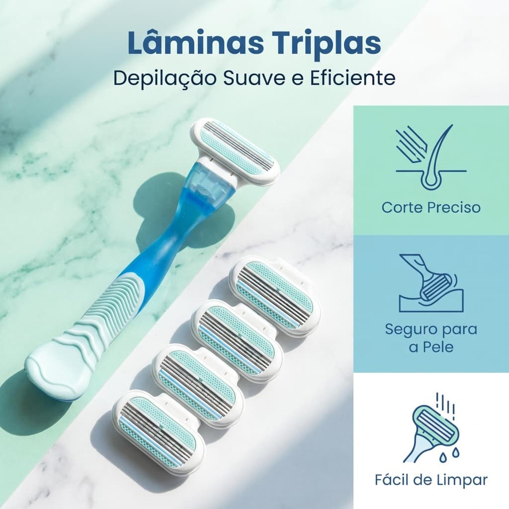 Lâminas Femininas de Depilação Compatível Gillete Leve e Portátil