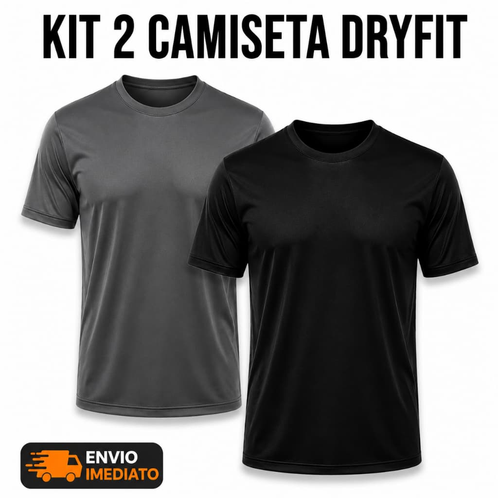 Kit 2 Camisetas Dry Fit Resistente Caminhada Corrida Musculação Ciclismo Academia Treino