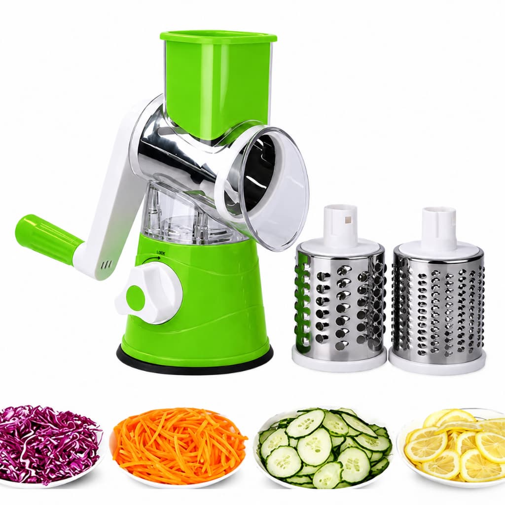 Cortador de Legumes 3 em 1, Cilindro Manual, Ralador de Queijo, Cortador em Tiras, Acessório de Cozinha Versátil