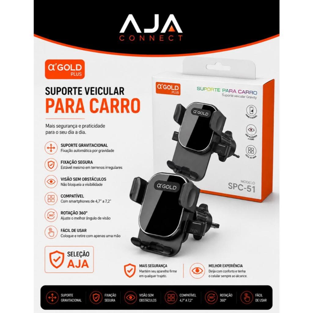 SUPORTE VEICULAR PARA CELULAR A’GOLD PLUS SPC-51