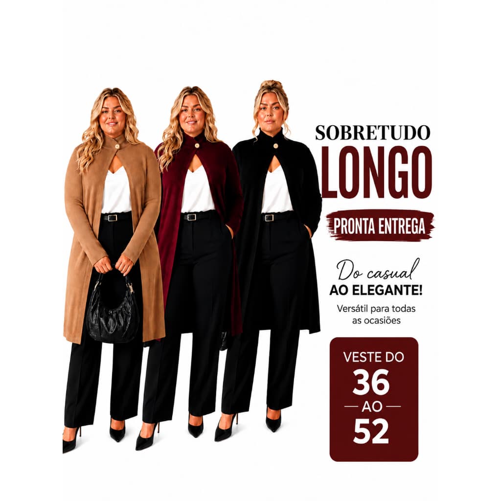 Vestido Plus Size Moda Evangélica Social Estilo Sobretudo Plus Poncho com mangas Casaco Grande manga Longa