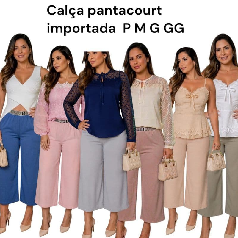 CALÇA PANTACOURT FEMININA IMPORTADA CÓS ALTO E LARGO P M G GG.COM BASTANTE ELASTICIDADE,CONFORTO E ELEGÂNCIA.TRABALHO