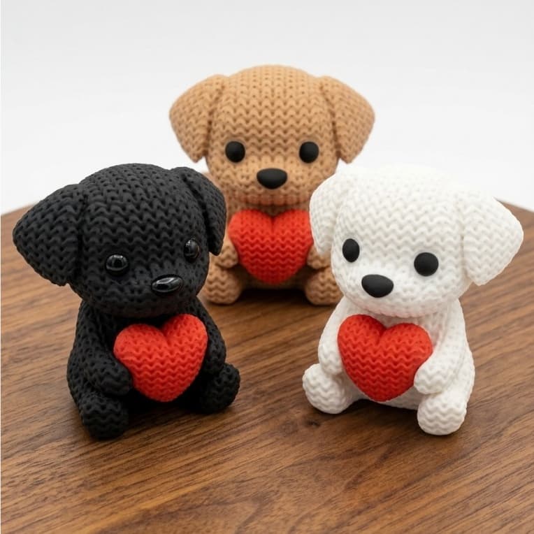 Cachorro de Tricô Decorativo em Impressão 3D