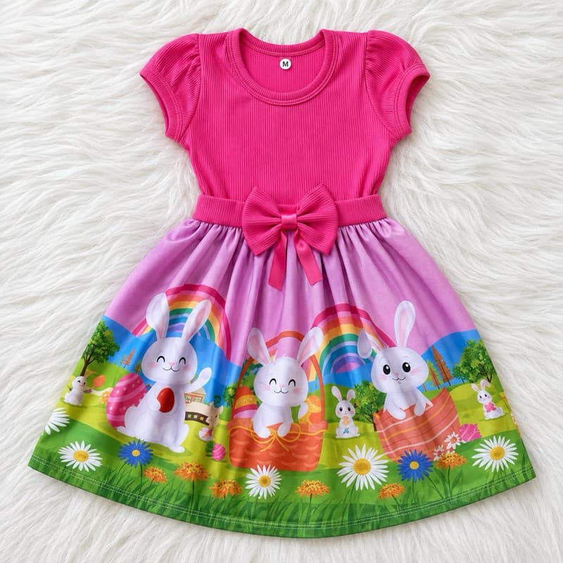 Vestido Temático Infantil Festa Coelhinho da Páscoa Menina