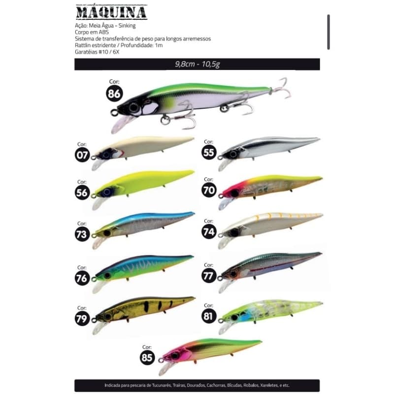 Isca Artificial Yara Máquina 9,8cm 10,5g – Alta Performance para Tucunaré, Traíra, Robalo e Dourado