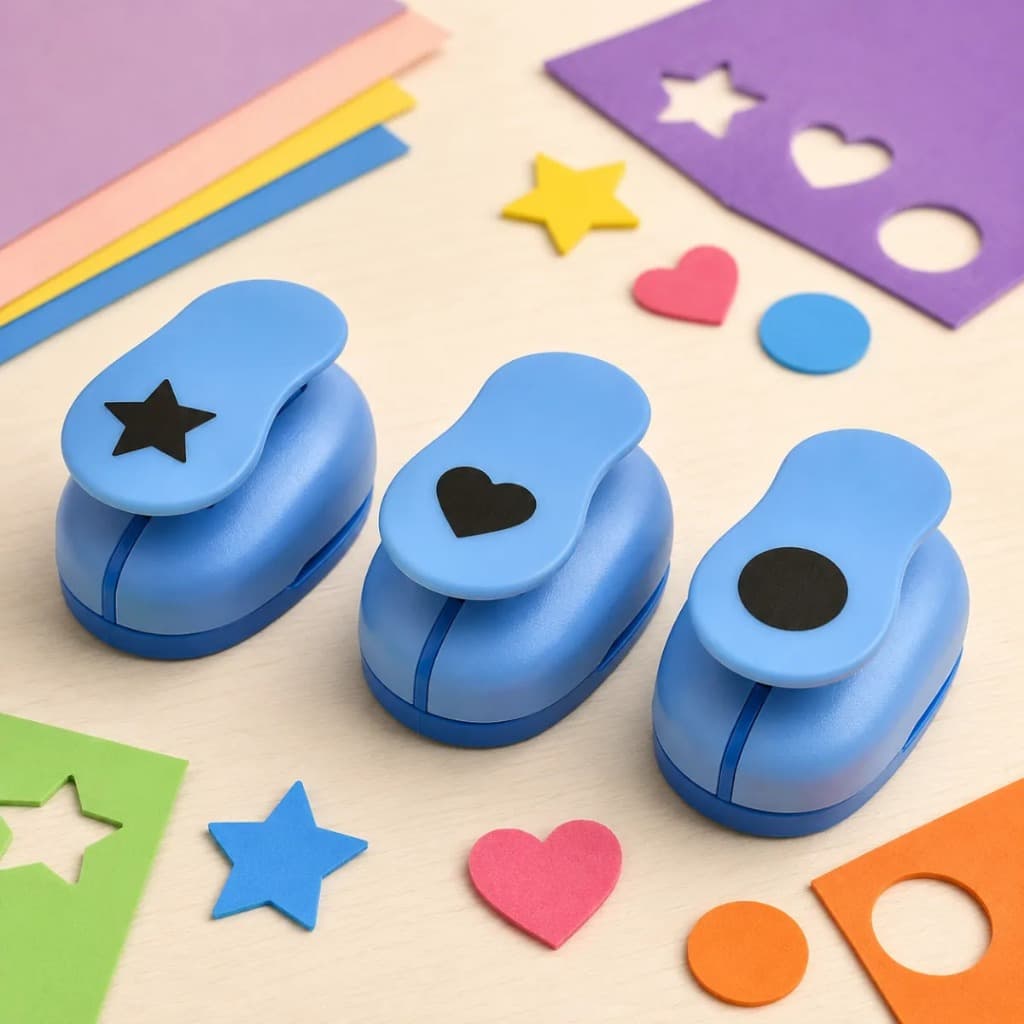 Furador Eva 16mm Circulo Estrela Coracao Liso Kit Scrapbook