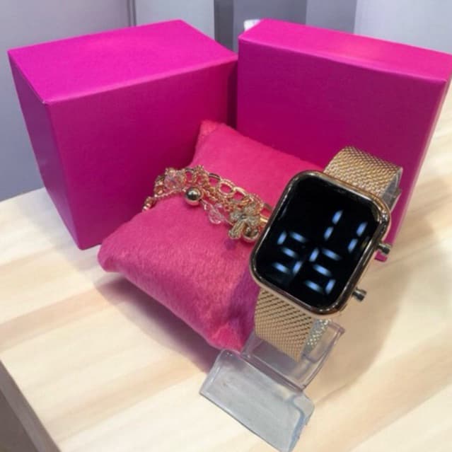 Rel贸gio digital kit de rel贸gio com pulseira rel贸gio feminino Led