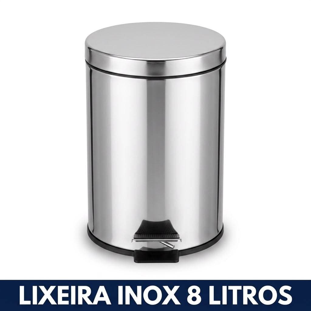 Lixeira Inox com Pedal Tampa Soft Close Banheiro Cozinha Escritório Resistente