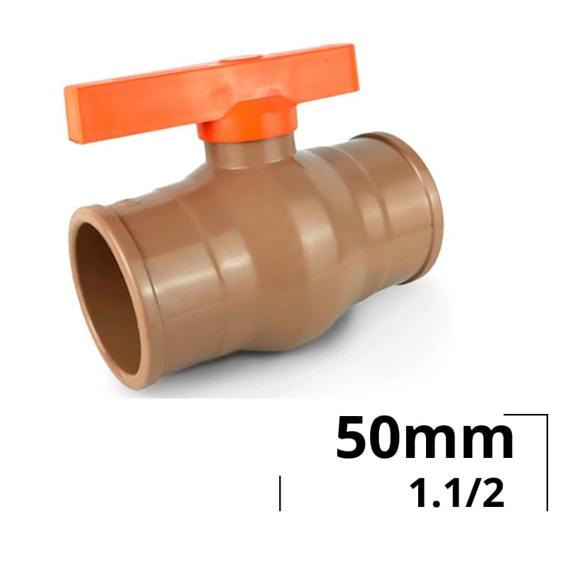 Registro De Esfera 50mm (1.1/2") Soldável PVC Monobloco Cor Marrom