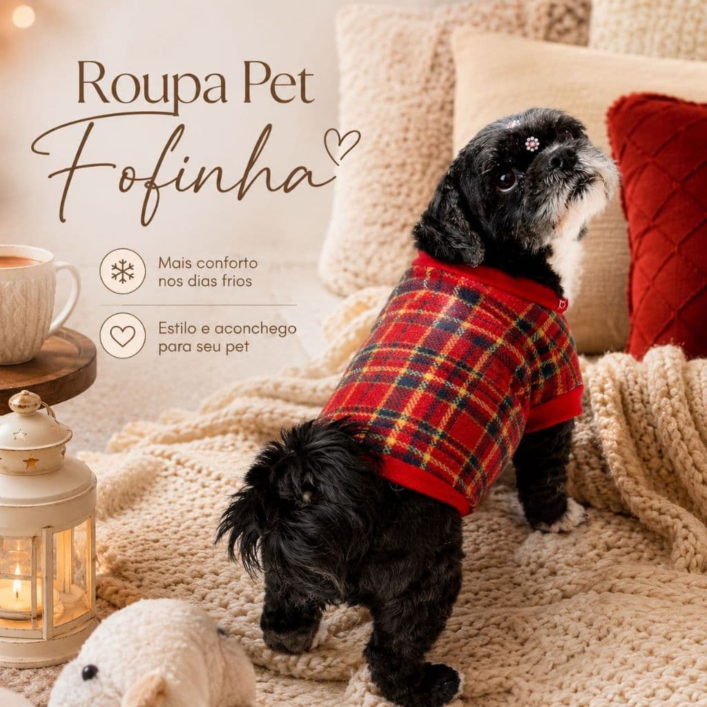 Roupa para Pet Frio Inverno Cachorro e Gato Pequeno a Grande Porte Tecido Macio de Microfibra