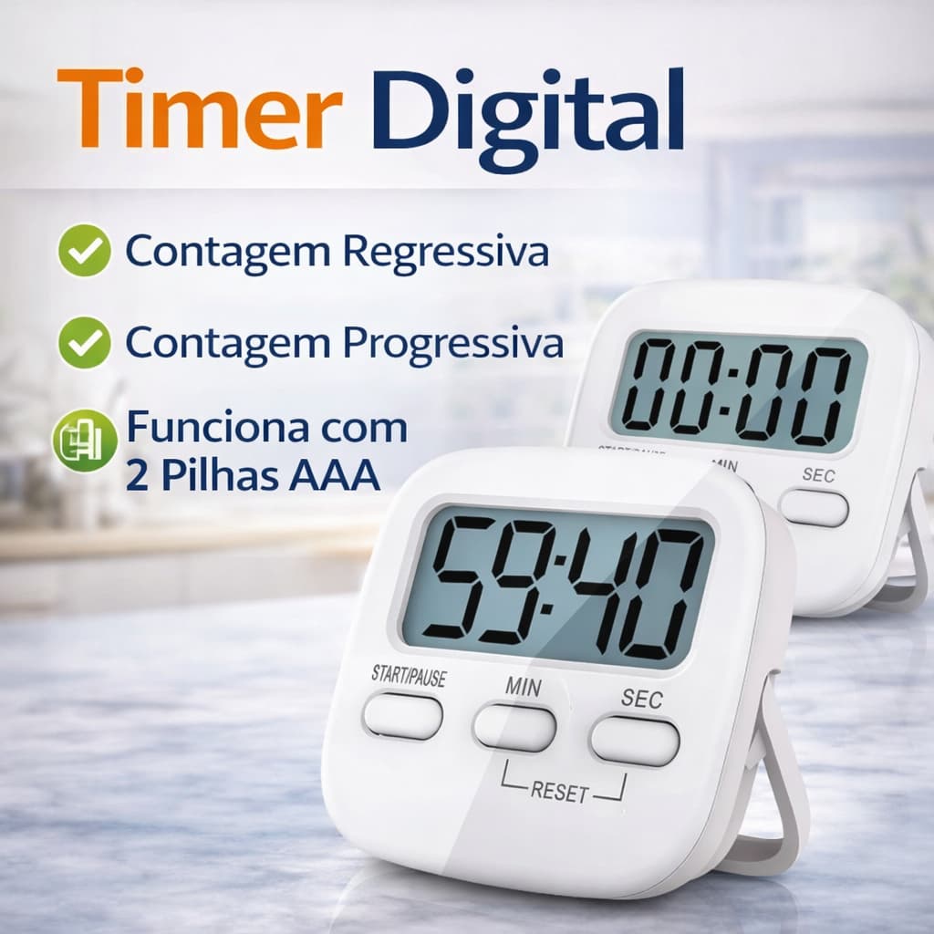 Cronômetro Timer Digital Imã E Alarme Cozinha Academia