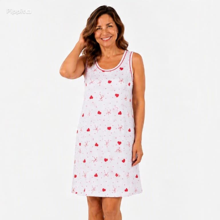 Camisola Feminina Estampada Regata Malha Verão Pijama Confortável para Dormir Dia a Dia