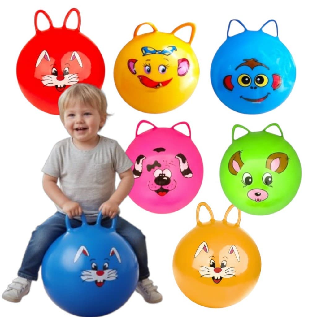 Bola Inflável Upa Upa Infantil Pula Pula com Alça 50cm Colorida Estampa Sortida