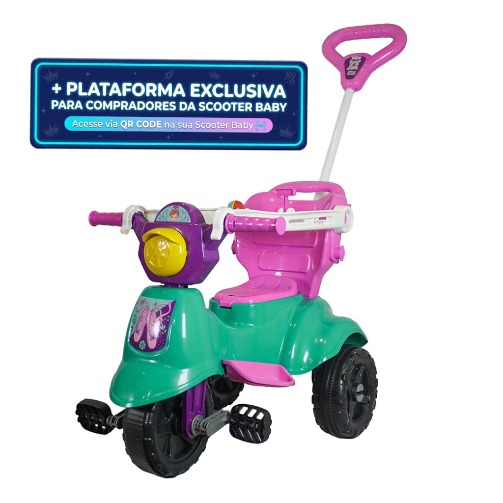 Triciclo Motoca Premium Passeio - 1 A 3 anos - Completa Inmetro Pedal Proteção Haste - QUEEN SHOP