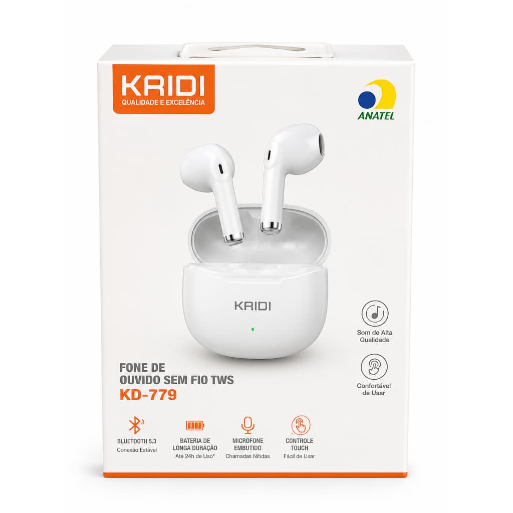 Fone de ouvido Bluetooth TWS KD-779 KAIDI