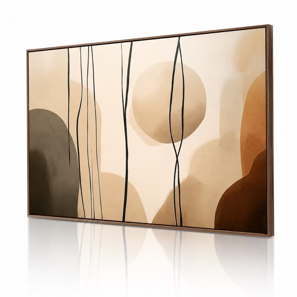 Quadro decorativo super grande figura abstrata em tons neutros Decoração moderna