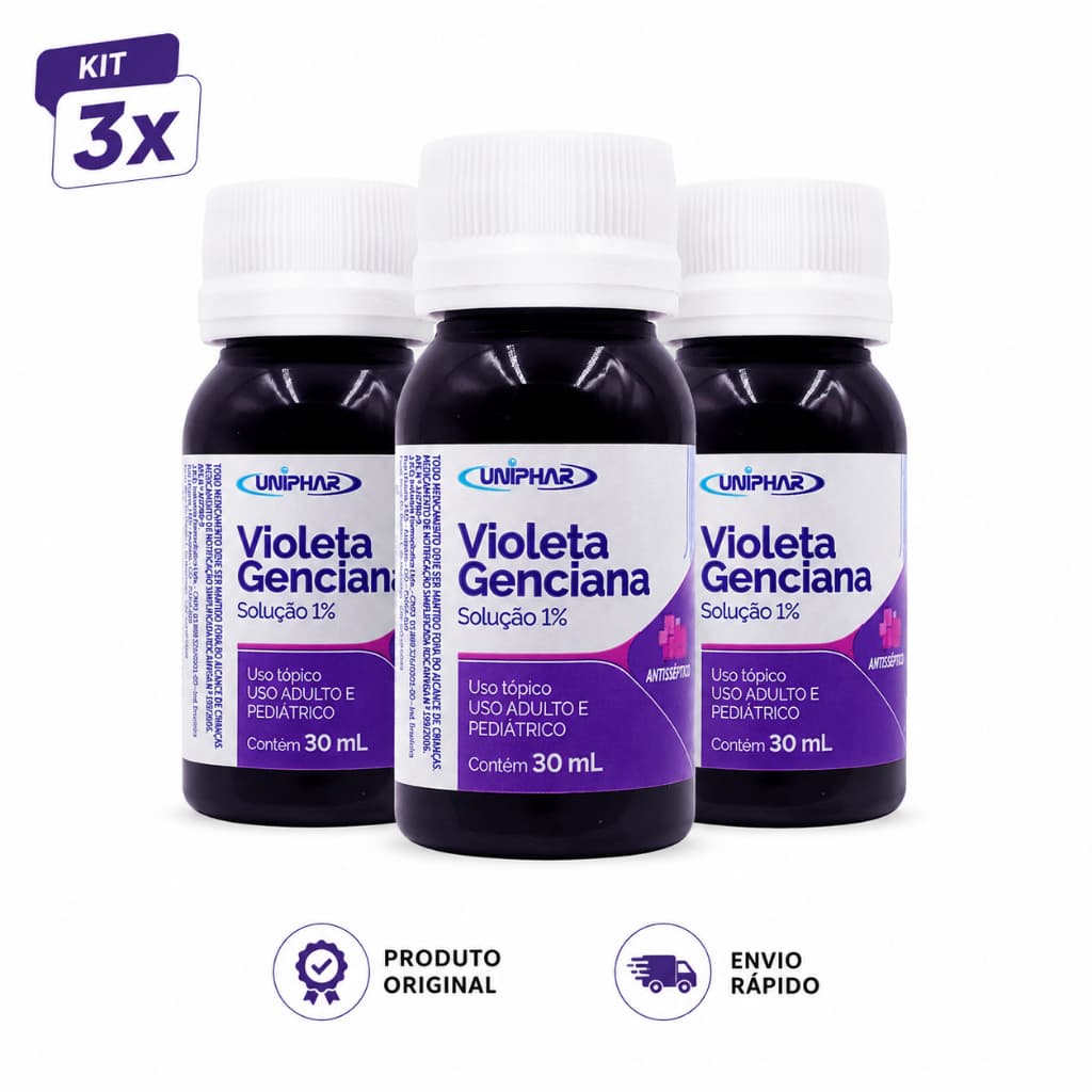 Kit 3x Violeta Genciana 30ml 1% Uniphar