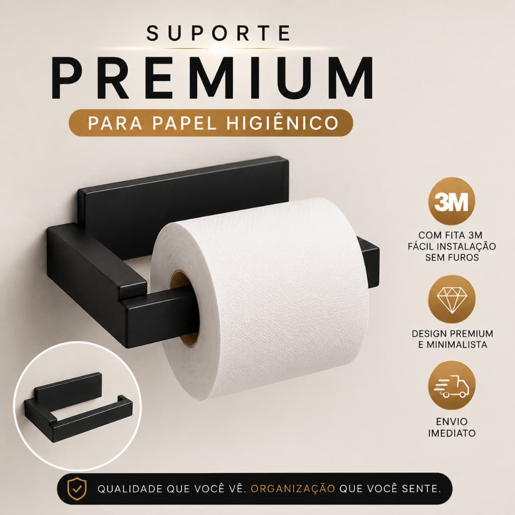 Suporte Premium para Papel HIGIÊNICO | Instalação sem Furos