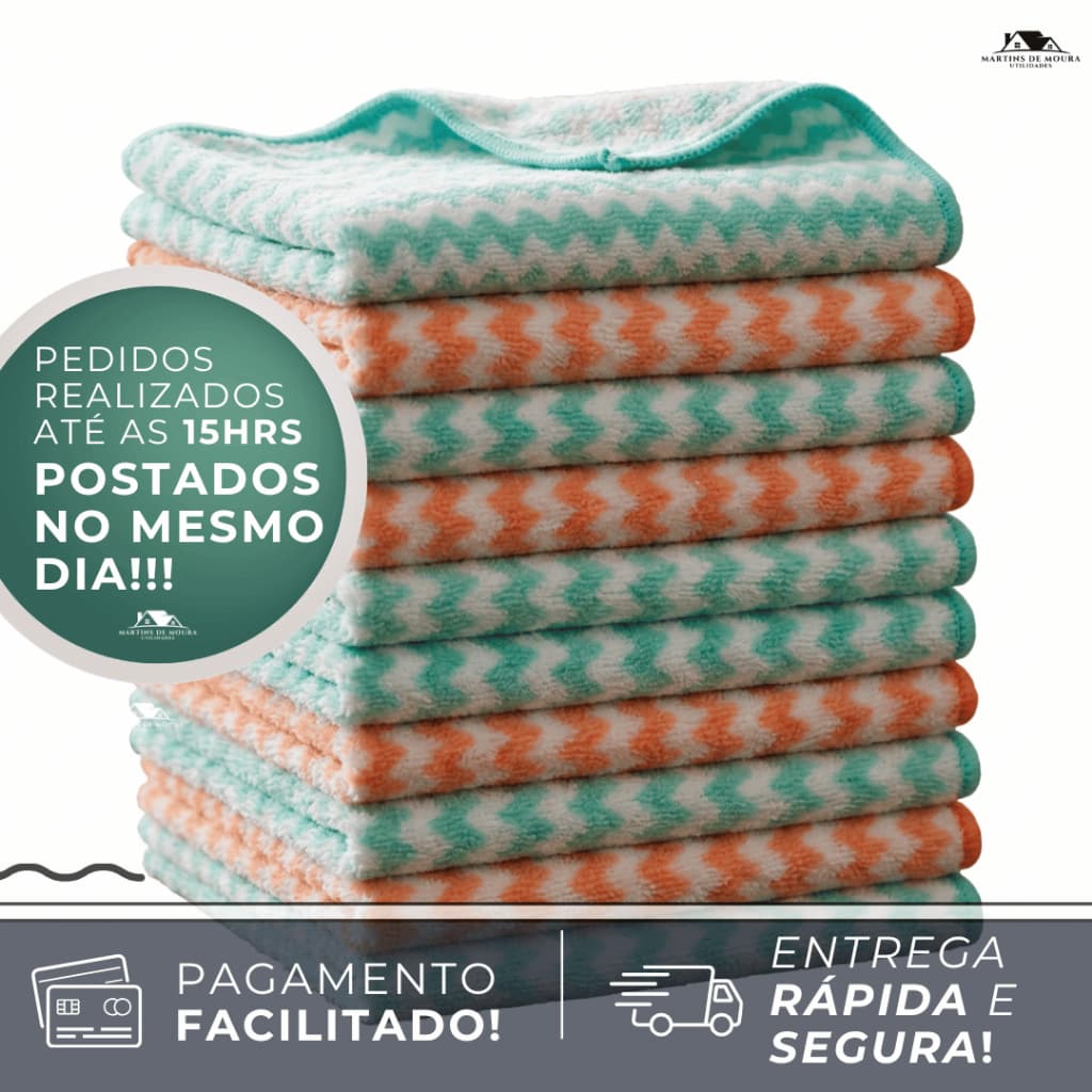 Kit 10 Panos De Limpeza Microfibra alta absorção Multiuso