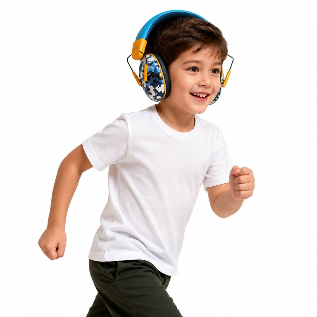 Fone Abafador de Ruidos Protetor Auditivo De Ouvido Infantil Criança Reduz aaté 32db Azul Estampado